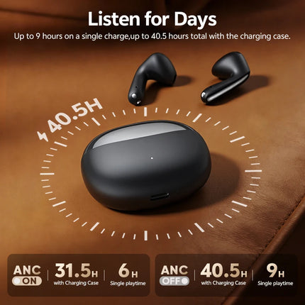 QCY AilyBuds E50 HT11 Wireless Earphones Hi-Res Adaptive Hybrid ANC Headphone Bluetooth 6.0 Spatial Sound Earbuds 11mm Drivers