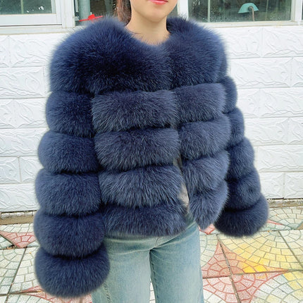 QUEENTINA Fox Fur Coat Real Winter Women'S Fashion Brown 2025 Leather And Skin Clothing Natural New In Coats & Jackets Outerwear