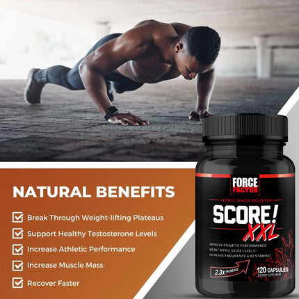 Force Factor Score XXL Nitric Oxide Supplement with L-Citrulline Maca and Tribulus To Help Build Muscle and Increase Endurance