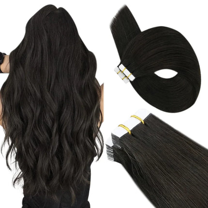 Human Hair Tape In Extensions Silky Straight Natural Color #2 Brown Color Hair Extensions Invisible 100% Real Human Hair Tape In