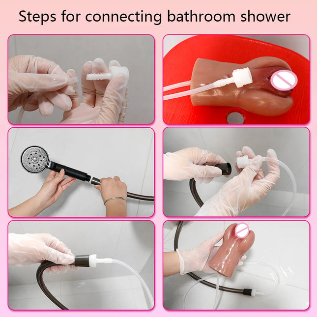 FAAK Soft Silicone Squirting Pocket Pussy Stroker Ejaculation Male Masturbator Realistic Vagina Clit Anal Sex Toys For Men