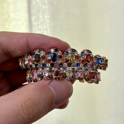 YOUNGX 8/8 Colors Full Iced Out CZ Stone Teeth Grillz Hip Hop Colorful Cubic Zircon Tooth Caps For Women Men Jewelry Christmas
