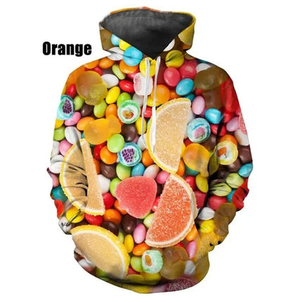 Candy Sugar Graphic Pop Hoodies For Men 3D Sweets Printed Unisex Couple Sweatshirts Kid Cute Pullovers Women Y2k Harajuku Hoodie