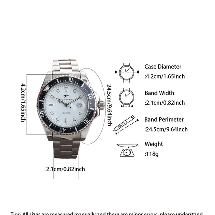 Men's Quartz Sports Watch - Stainless Steel Strap with Date Display for Casual Daily Wear, Fashionable Business Elegant Design
