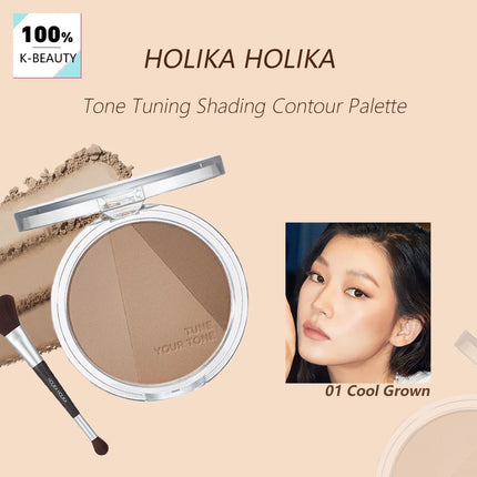 HOLIKA HOLIKA Tone Tuning Shading Contour Palette,Fine Powder Texture,Smooth&Minimal Fallout,Matte Finish,K-Beauty,Korean Makeup