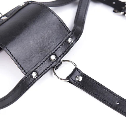 XXOO Adjustable Leather Mouth Gag Harness BDSM Bondage Slave Restraint Muzzle Gag Adult Game Sex Toy for Women Men Fetish Gear