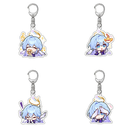 Honkai: Star Rail Anime Figure Acrylic Keychain Dan Heng Feixiao Firefly Model Plate 4pc/set Keyring Game Fans Gift