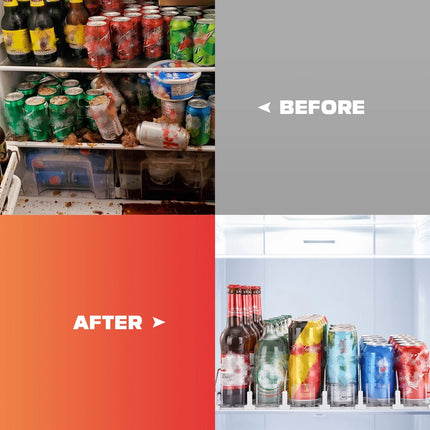 Drink Organizer for Fridge-White Automatic Pusher 6 Rows Glide Soda Dispenser for Fridge-Holds up to 30 Cans