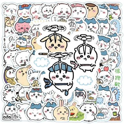 100pcs Chiikawa Stickers Cute DIY Waterproof Vinyl Scrapbook Water Cup Lovely Cartoon Anime Phone Case Sticker Kids Gift Toy