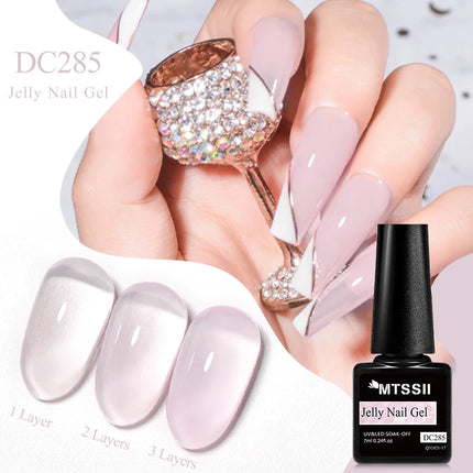 Jelly Gel Nail Polish Sheer Translucent Semi Permanent Soak Off UV Gel Varnish For Summer Nails Manicure Nail Supplies DIY Decor