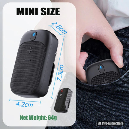 Wearable Bluetooth Speaker Mini Magnetic Clip Wireless Speaker 15H Playtime Portable Outdoor Waterproof Hands-free Call Speaker