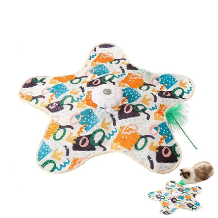 Cat Toys Interactive Hide and Seek Cat Toy with Mouse Squeaky Motion Activated Moving Concealed Feathers Kitten Teaser Toy