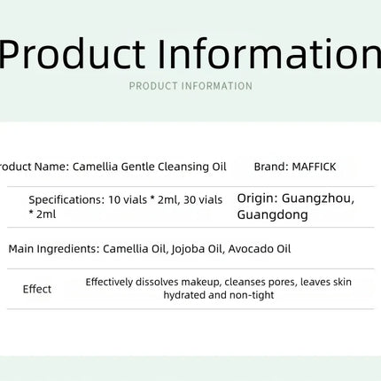 Camellia Cleansing Oil Gentle Makeup Remover Non Greasy Skin Care Light Refreshing Single Use Ampoule Oil Based Clean
