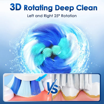 Rotating Electric Toothbrush, 5 Cleaning Modes Timer Clean Teeth Whitening, USB Rechargeable Toothbrush with Replaced Heads