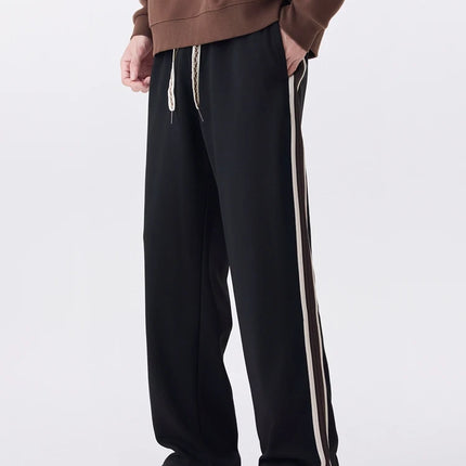2025 Autumn New Straight Sweatpants Men Korean Fashion 330gsm Stretch Knit Sports Pants Loose Fit Wide Leg Casual Trousers