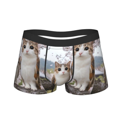 Meowl Cat Owl Cute Pet Stickers Underwear  Comfortable Panties Customs Boxer Brief For Males 3D Pouch Oversize Trunk