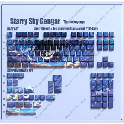 Pokemon Cartoon Gengar Keycaps OEM/XDA/Chreey Height PBT Sublimation Mechanical Keyboard Customize DIY Anime keys Cool Caps Gift