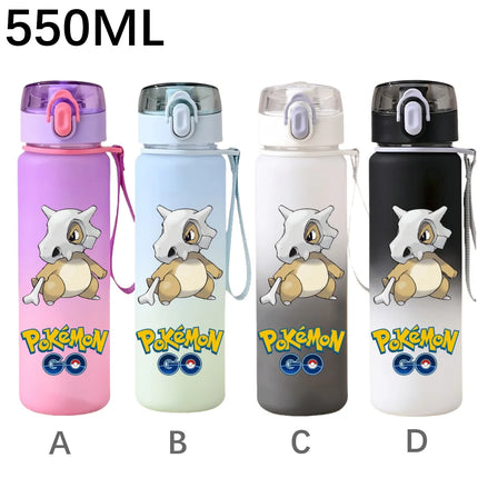 550ML Pokemon Sports Water Bottle Pikachu Mewtwo Gengar Eevee Portable Cartoon Drinking Cup Outdoor Hiking Gym Fitness Jugs