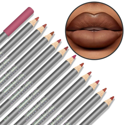 12pcs Velvet Matte Lip Liner Set - Long-Lasting Versatile Shades Longlasting Lip Makeup Berry, Brown, Pink Lip Pencil
