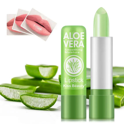 Aloe Vera Color-Changing Lipstick Long-Lasting, Moisturizing, Temperature-Activated Lip Balm, Fade-Resistant Nourishing Lip Care