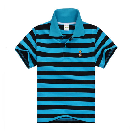 Summer Kids Polo Shirts Children's Short Sleeve Boys Top Polo Shirt Color Striped Teens Cotton Girls School Shirts 2-14Years