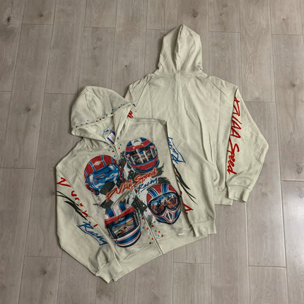 Streetwear Shinning Diamond Zipper Terry Hooded Hoodie for Men Oversized Contrast Color Cardigan Rhinestone Sweatshirt Jacket