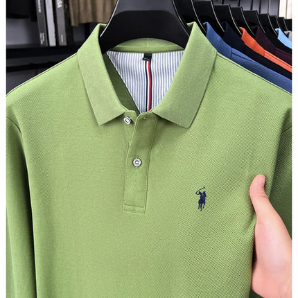 High-end brand 100% cotton long sleeve polo shirt, fashion luxury, pony embroidery, business casual comfort, new Paul men's T-shirt