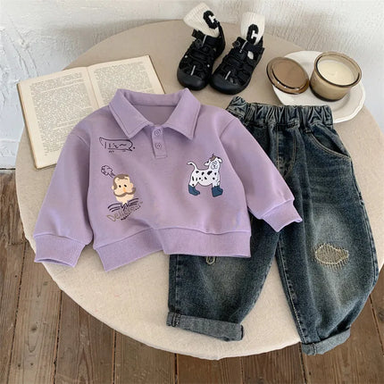 Kids Polo Shirts 2026 Spring Autumn New Sweater for Boys Cartoon Children Polo Shirt Toddler Tops Baby Sweatshirts Clothing
