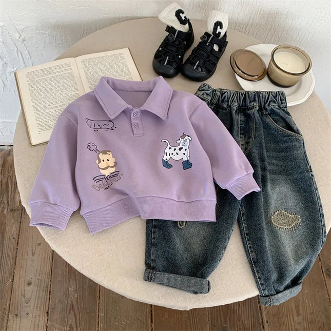 Kids Polo Shirts 2026 Spring Autumn New Sweater for Boys Cartoon Children Polo Shirt Toddler Tops Baby Sweatshirts Clothing