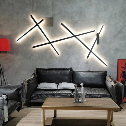 Modern Minimalist Black Line Long Wall Lamp Living Room Background Dining Bedroom Aisle Interior Decor LED Designer Wall Light