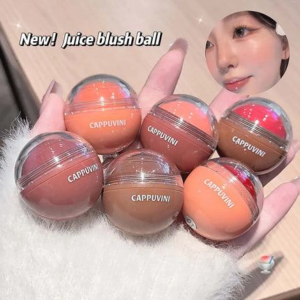 Cappuvini Vitality Juicy Blush Ball Natural Rosy Long-Lasting High Color Blusher Cream Face Makeup Rouge