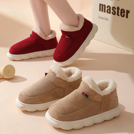Bebealy New Winter Men Slippers Warm Cotton Shoes Men Indoor Fluffy Fuzzy Men Boots Outdoor Nonslip House Ankle Boots Shoes Men