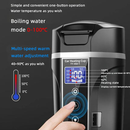 Electric kettle 12v/24v smart car heating cup touch screen thermos cup 450 ml car heating cup adjustable temperature