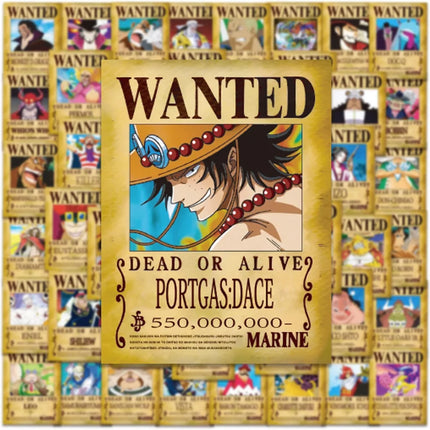 50/100pcs One Piece Wanted Posters Stickers Cool Cartoon Decal Laptop Scrapbooking Phone Case Wall Graffiti Anime Sticker Toy