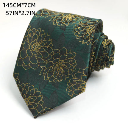 Green Deep Military Green Tie Floral Pattern Artistic Personality Student Uniform Tie Accessories Personality Trend Casual Daily