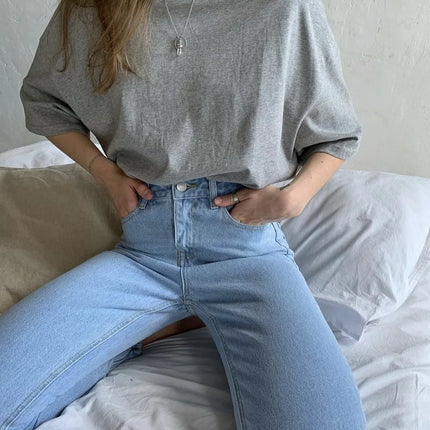 Botvotee 21 Colors Ins Fashion Summer Oversized Basic Solid T-Shirts for Women 100% Cotton White Black Pink T-shirt Casual Tops