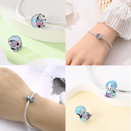 925 Silver Animal Series Snail Lamb Fox Chicken Duck Beaded Pendants Fit Bracelets Necklaces Fine Jewelry Making Gifts