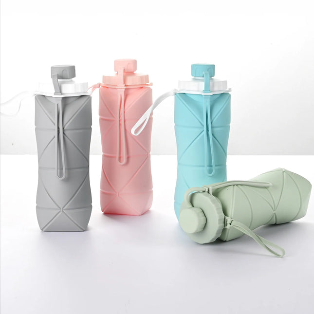 Food-grade silicone foldable water cup, large capacity, portable for outdoor travel & sports, heat-resistant, creative collapsib