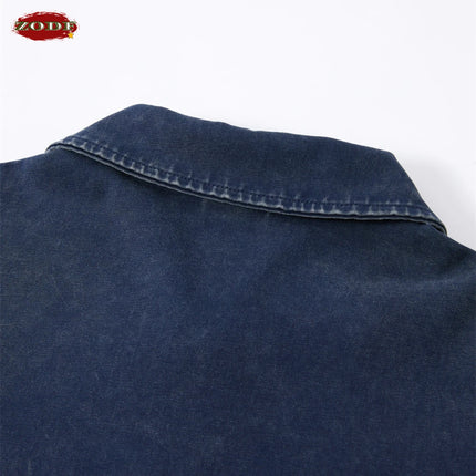 ZODF Retro Summer Boxyfit Man Washed Polo T Shirts Unisex 280gsm Distressed Loose Turn Down Collar Cotton T-Shirt HY1231