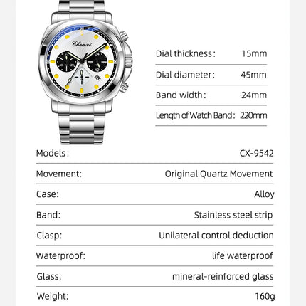 CHENXI Men's Watch Multifunctional Fashion Quartz with Calendar Luminous Display Men Watches Chronograph Business Wristwatch