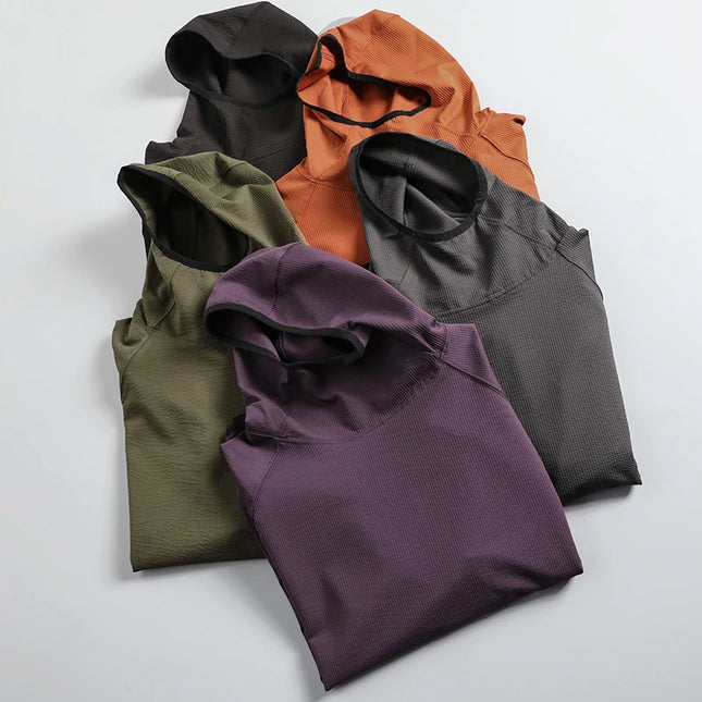 Men's Autumn Thin Qui Dry Bubble Hoodie Outdoor Loose Spor Overhead Sweatirt Trendy Straight Leg Modern Sle for Couples