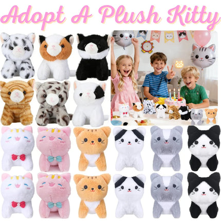 12-48Pcs Cat Plush Adopt A Pet Party Favors Cat Stuffed Animal Bulk Kitten Stuffed Animal for Birthday Party Gifts