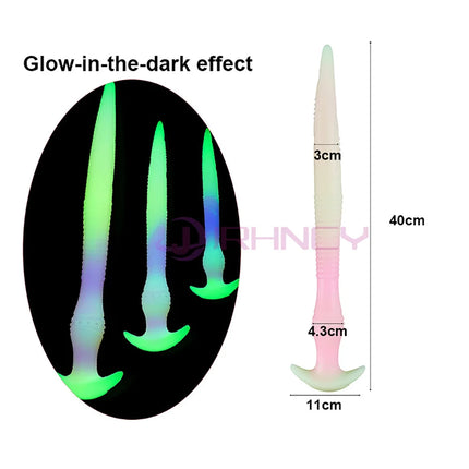 Glow In The Dark Anal Plug Long Butt Plug Tail Adult Sex Toys For Women Men Prostate Massage Anal Dilation Soft Silicone Butplug