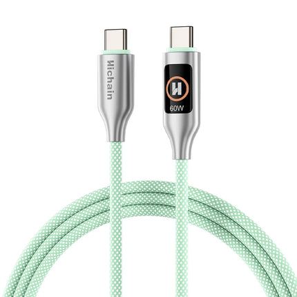 PD60W USB C Cable With Light Display Nylon Braided Type C Fast Charging Cable 480Mbps Data Transfer For iphone  For xiaomi