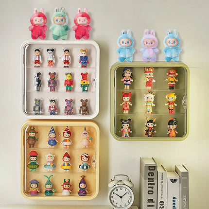 3-layer blind box storage display rack, transparent wall mounted cabinet, handmade doll frame, plush toy, Bubble Mart display bo