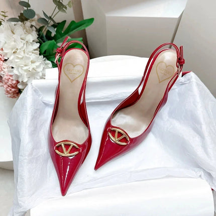 Women's pointed high-heeled sandals for women's summer 2025 new style pointed high-heeled shoes with metal buckle single shoes