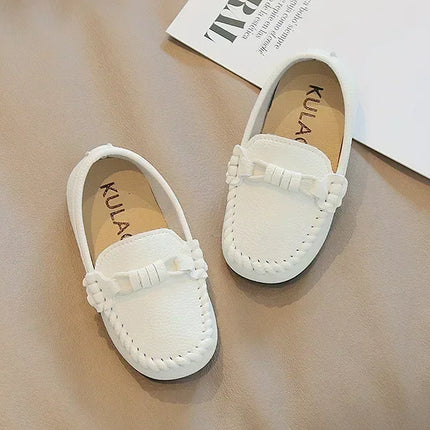 Boys Leather Shoes Black White for School Party Wedding Kids Formal Flats Loafers Slip-on Soft Loafers Children Moccasins 21-30