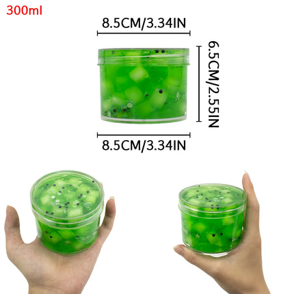 70/300ml Large Crunchy Crystal Slime Kit - Leaf Watermelon Grape Premade Slime Pack Set Non-Sticky Jelly Cube Slime for Party