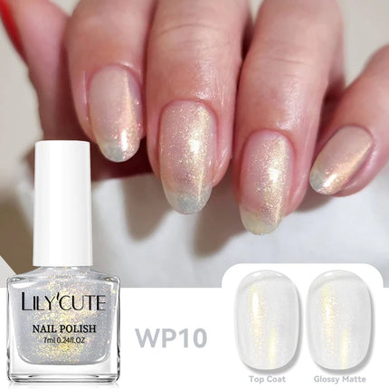 LILYCUTE 7ml Water-based Nail Polish Red Glitter Sequins Long Lasting Quick Drying No Need of Lamp to Cure Vernis for Nails