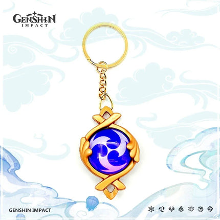 New Teyvat Vision Fontaine Water God Focalors Lyney and Lynette Keychain Luminous 7 Element Eye Of Original God Toy KeyRing